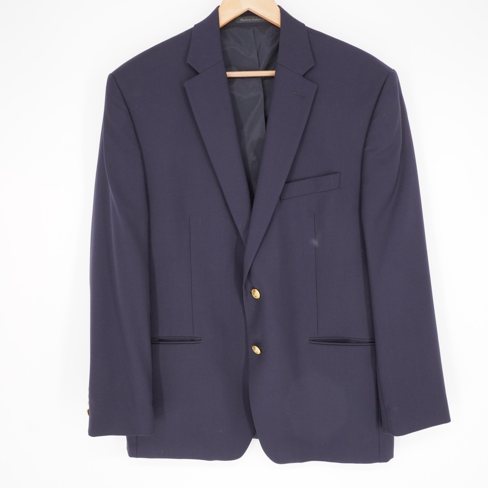 Lauren Ralph Lauren Blazer Mens 42R Blue Wool Gold Buttons Lined Classic Jacket